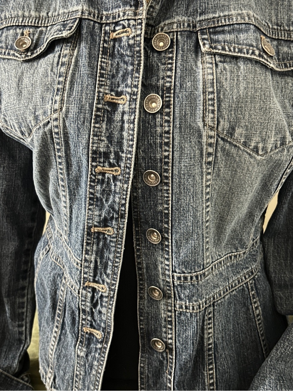 Vintage DKNY Women’s Dark Blue Fitted Denim Jacket Large - Picture 3 of 6